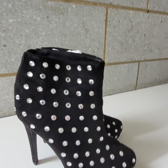 Black, rhinestone hidden platform high heel boot, 7.5 - Picture 5 of 14